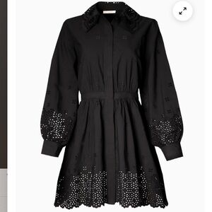 ULLA JOHNSON Gemma broderie anglaise cotton-poplin mini shirt dress